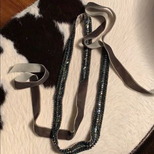 Velvet Beaded Ribbon Belt